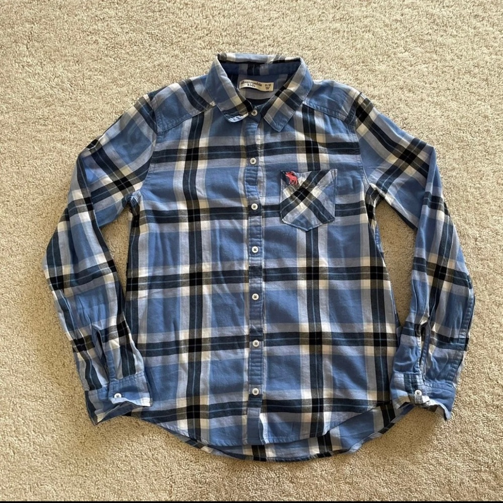 Abercrombie kids Blue Flannel button down shirt